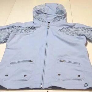 Light Blue Hooded Jacket with Mesh Accents